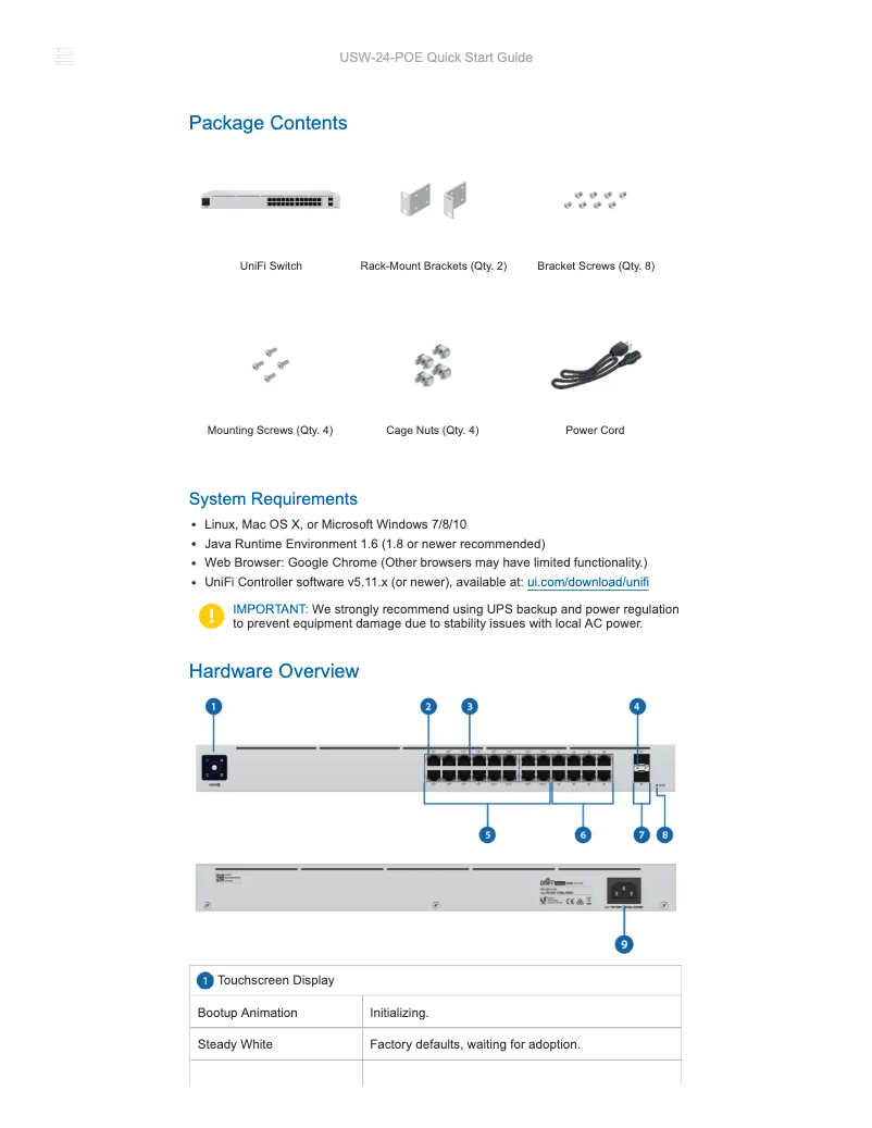 Página 1 del manual Manual de usuario Ubiquiti Networks USW-24-POE