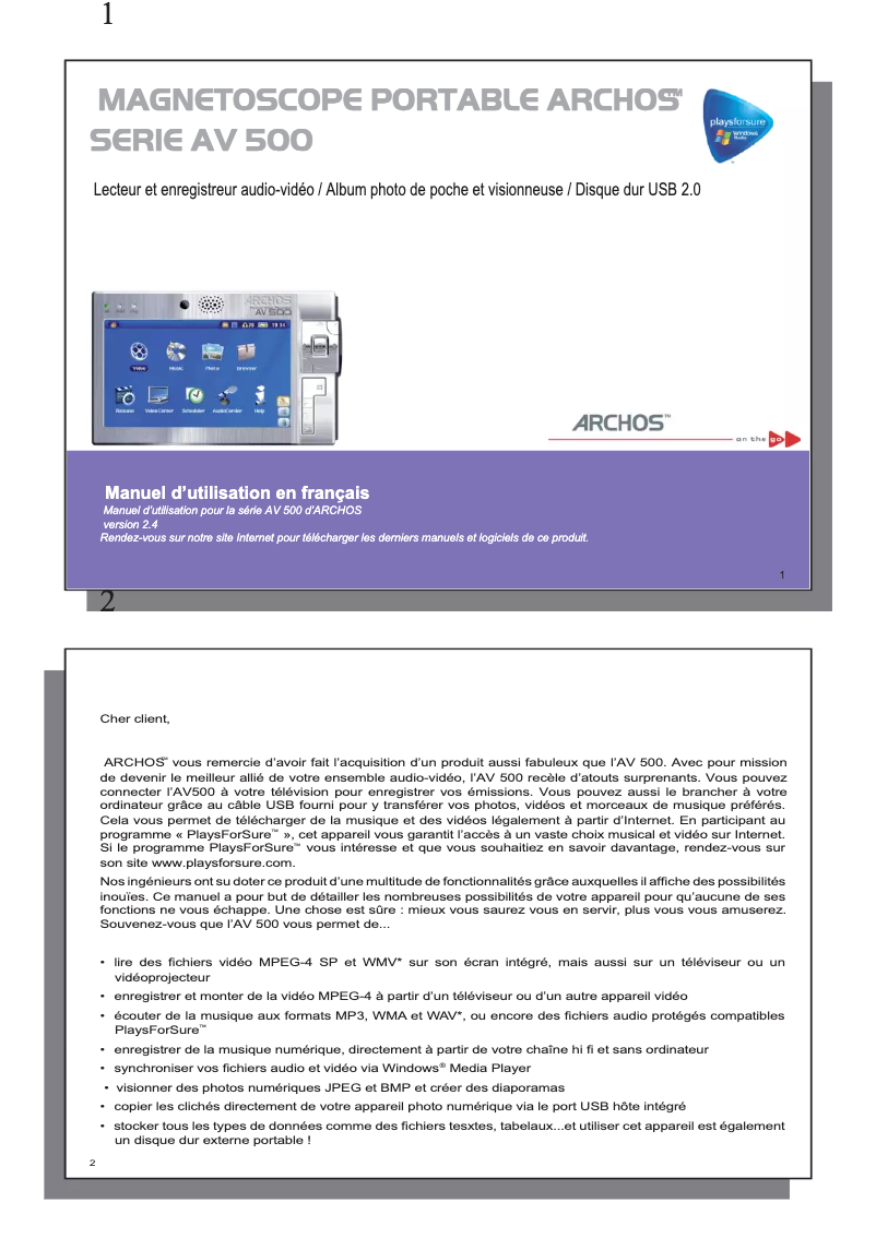 Imagen de la primera página del manual del dispositivo AV500