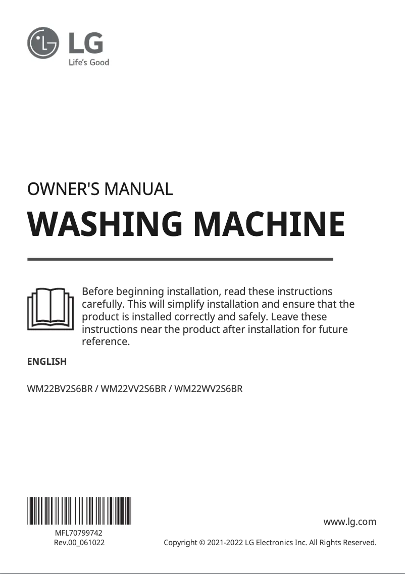 Imagen de la primera página del manual del dispositivo WM22BV2S6BR