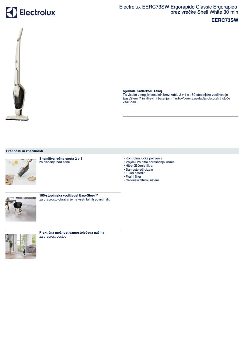 Imagen de la primera página del manual del dispositivo EERC73SW