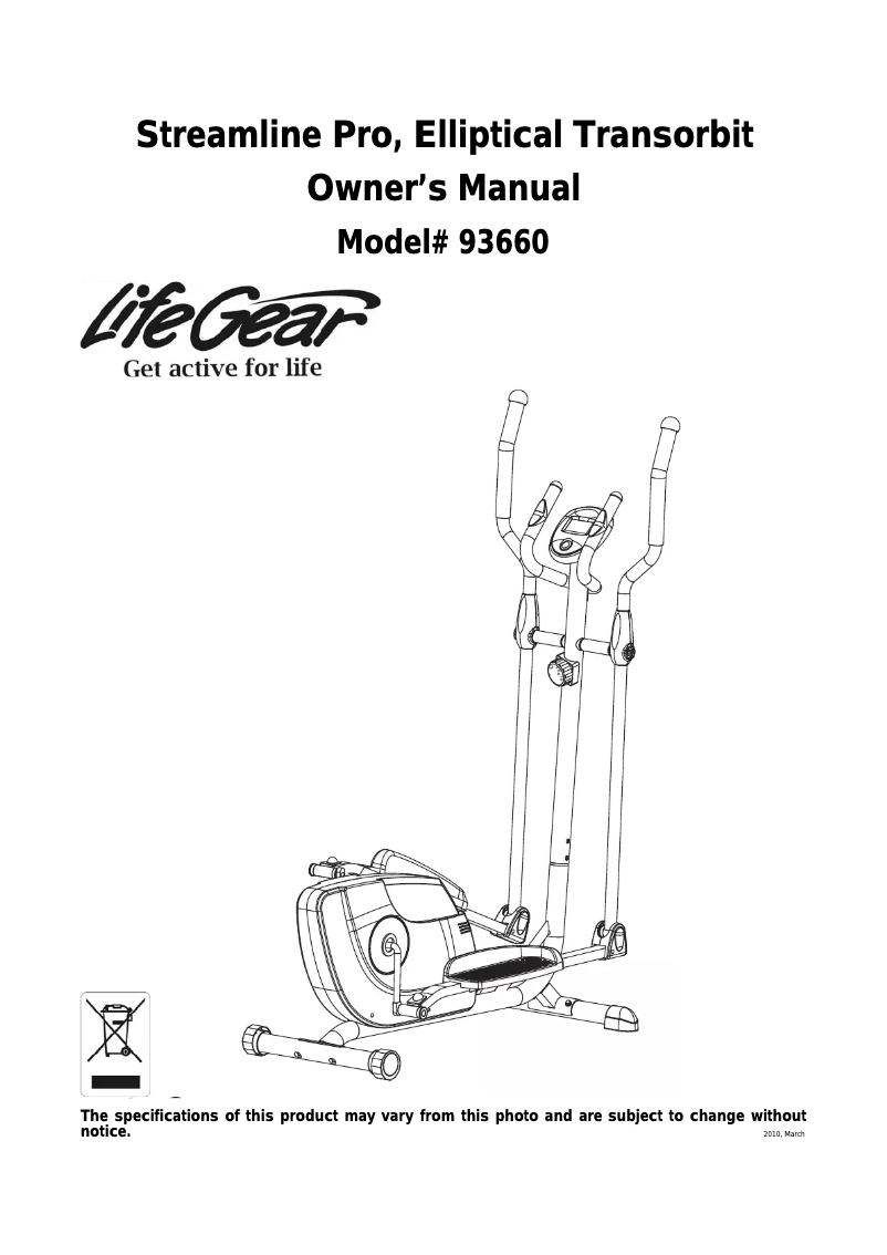 Imagen de la primera página del manual del dispositivo Streamline Pro 93660