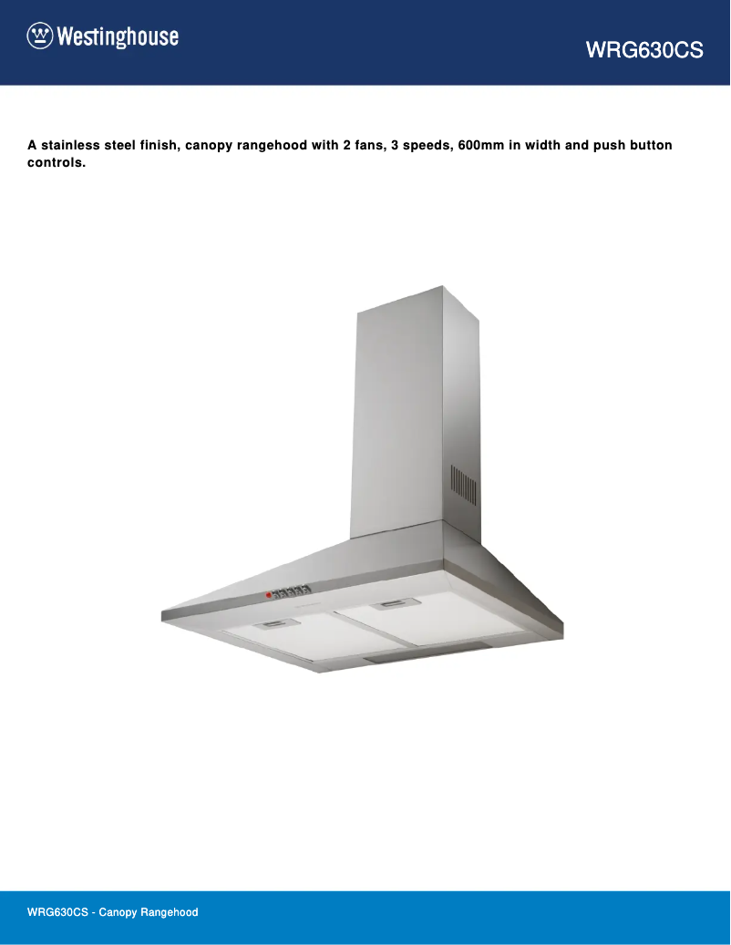 Página 1 del manual Ficha técnica Westinghouse WRG630CS