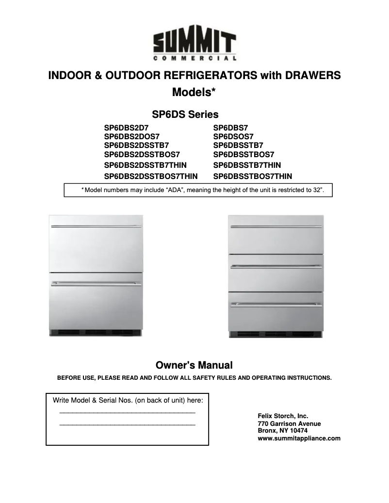 Página 1 del manual Manual de usuario Summit SP6DBS2D7