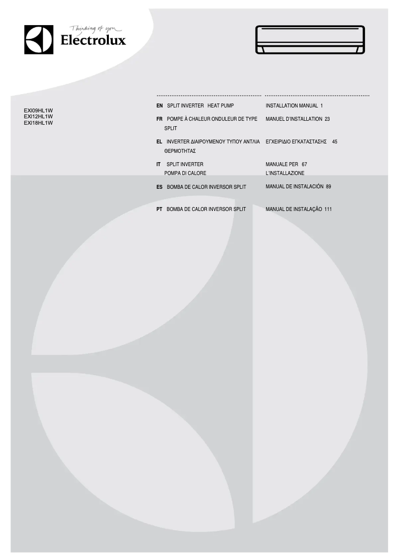 Página 1 del manual Manual de usuario Electrolux EXI18HL1W