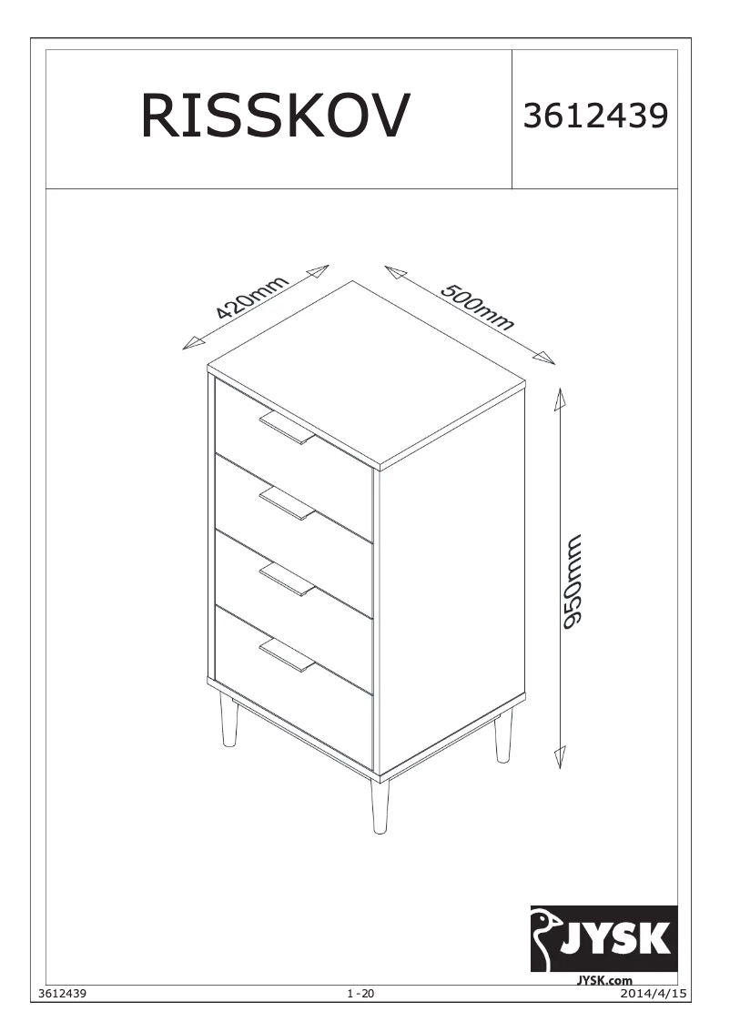 Imagen de la primera página del manual del dispositivo Risskov (50x95x42)