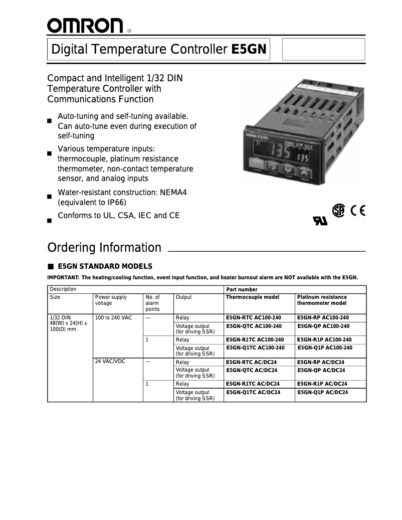 Página nº 1 - Manual de usuario Omron E5GN