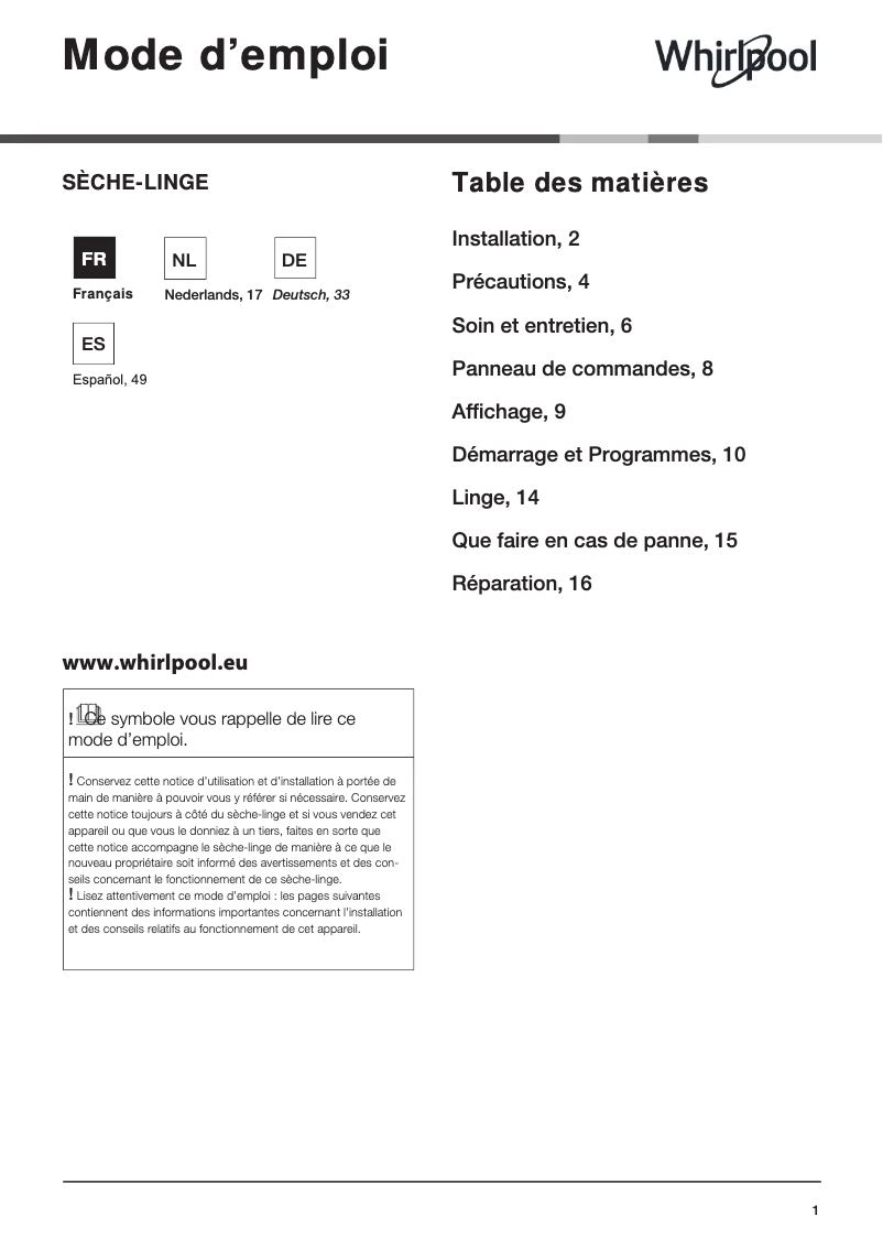 Imagen de la primera página del manual del dispositivo WTD 850B W EU
