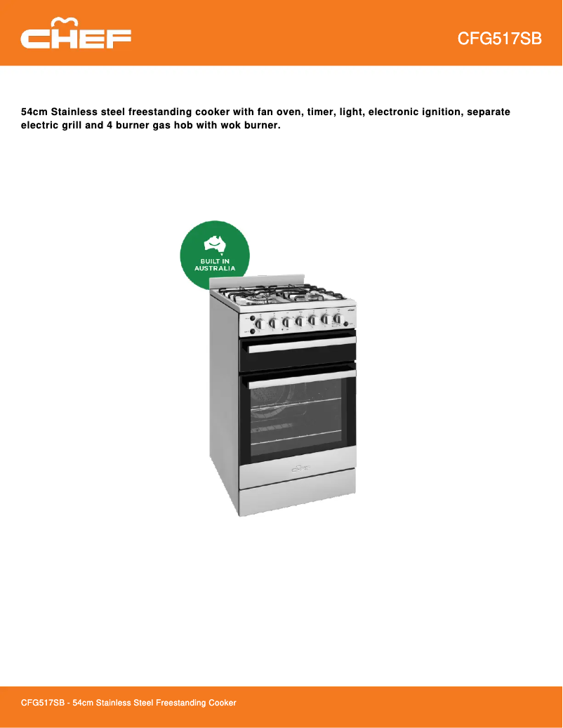 Página 1 del manual Ficha técnica Chef CFG517SB