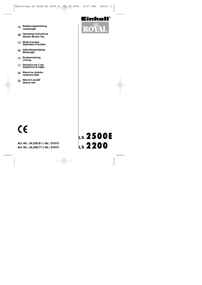 Página 1 del manual Manual de usuario Einhell Royal LS 2500 E