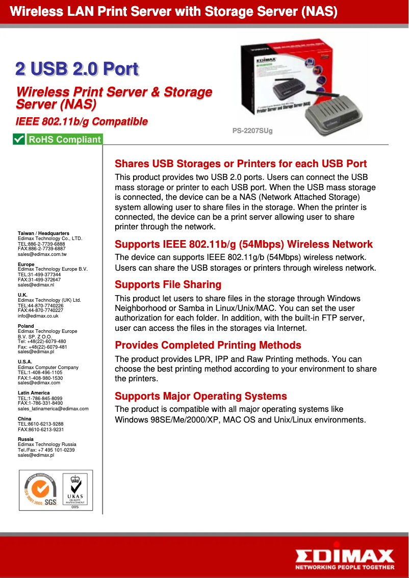 Imagen de la primera página del manual del dispositivo PS-2207SUg