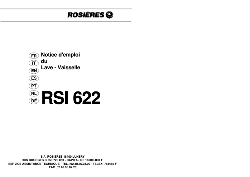 Página 1 del manual Manual de usuario Rosieres LS RSI622 RU