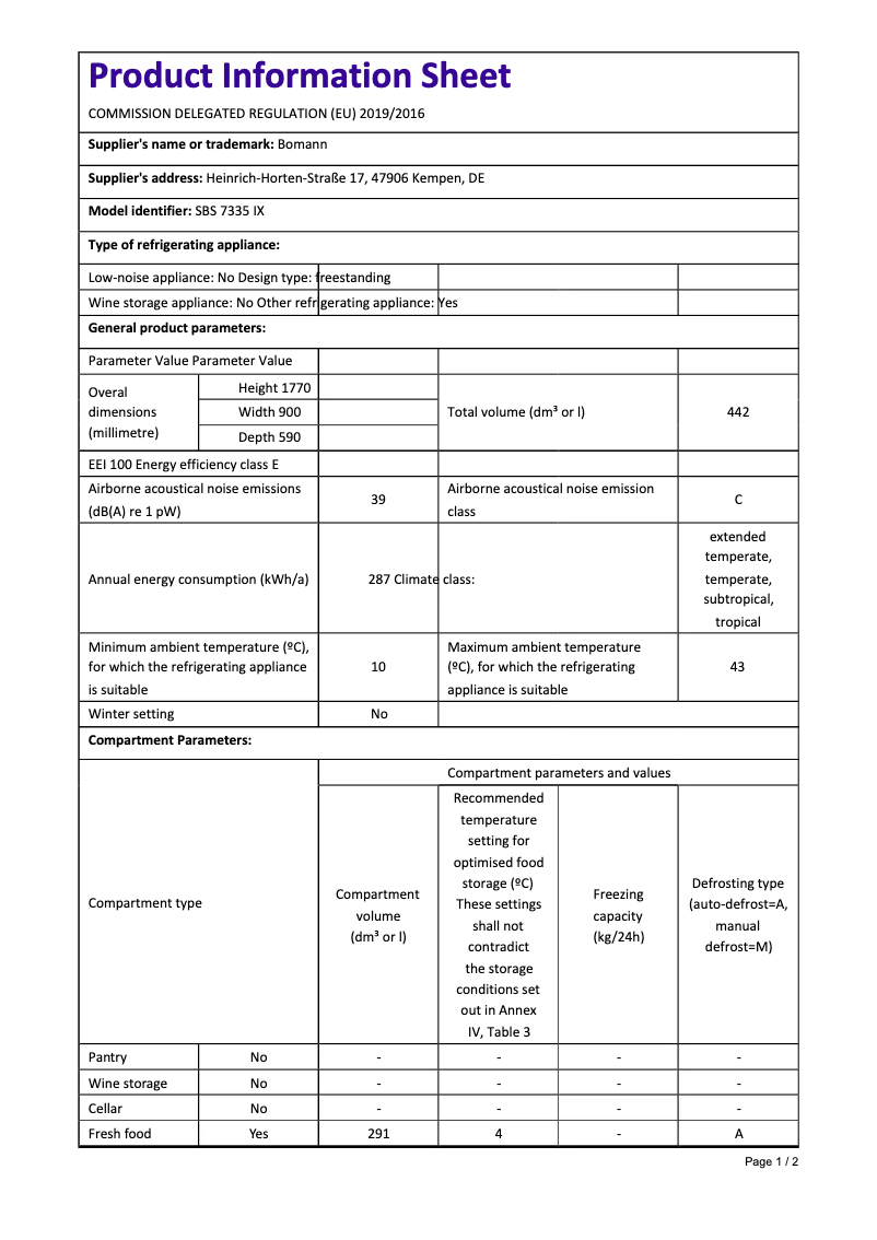 Imagen de la primera página del manual del dispositivo SBS 7335 IX