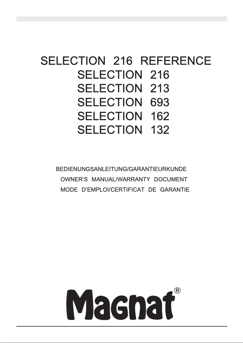 Imagen de la primera página del manual del dispositivo Selection 132