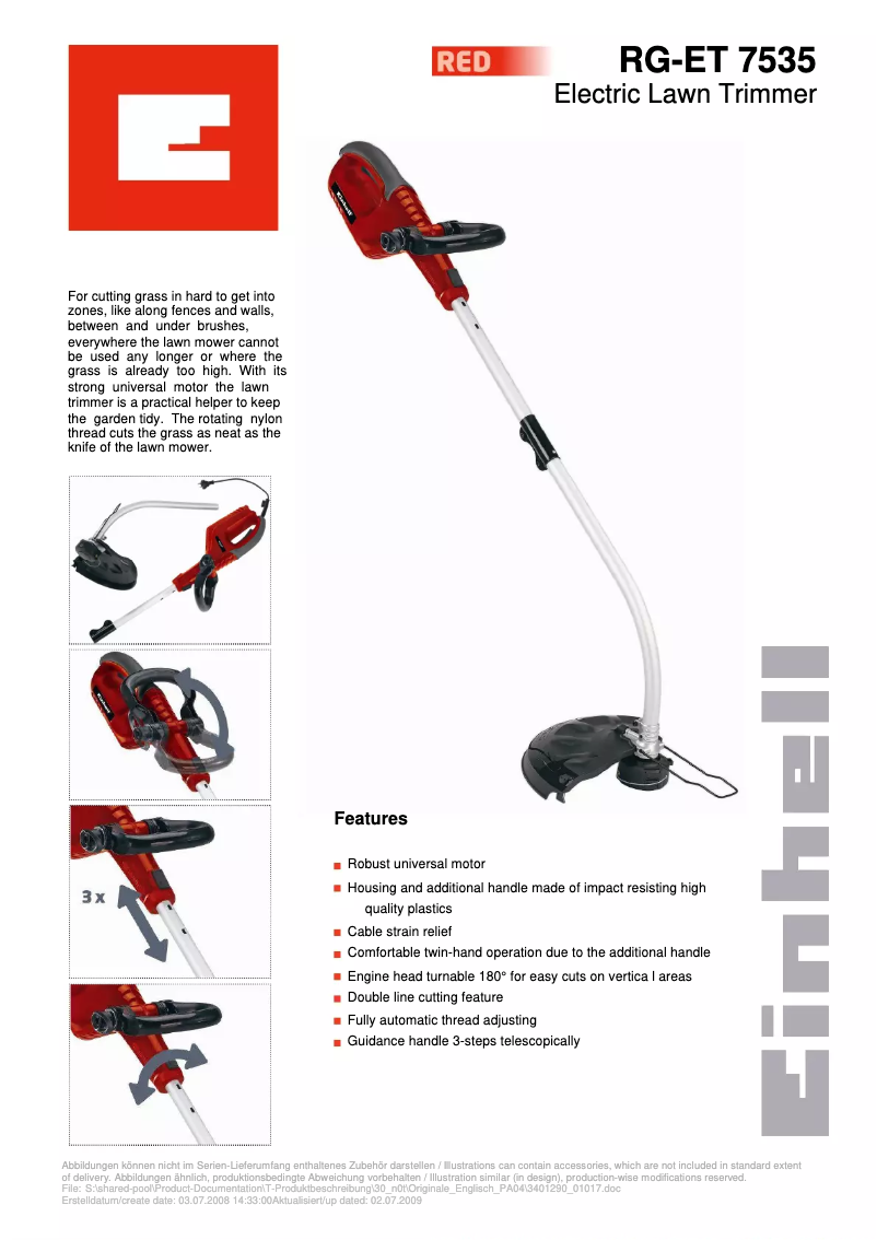 Imagen de la primera página del manual del dispositivo RG-ET 7535