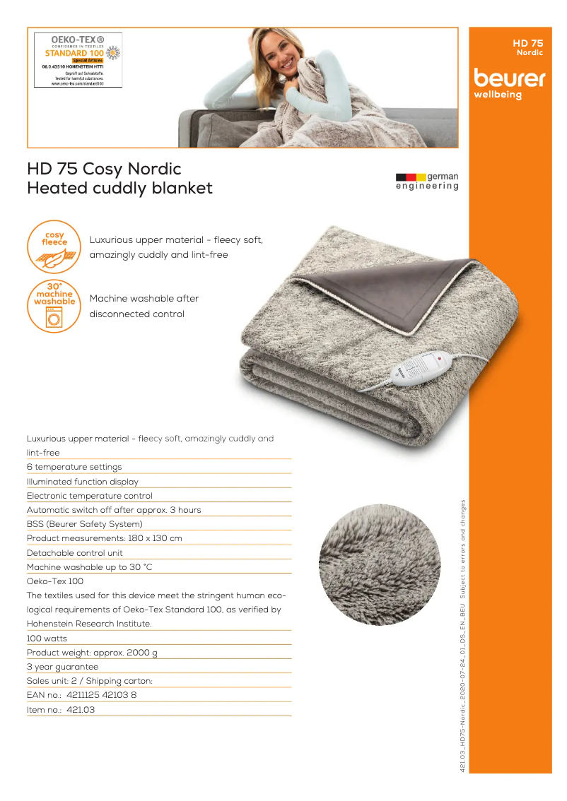 Imagen de la primera página del manual del dispositivo HD 75 Nordic