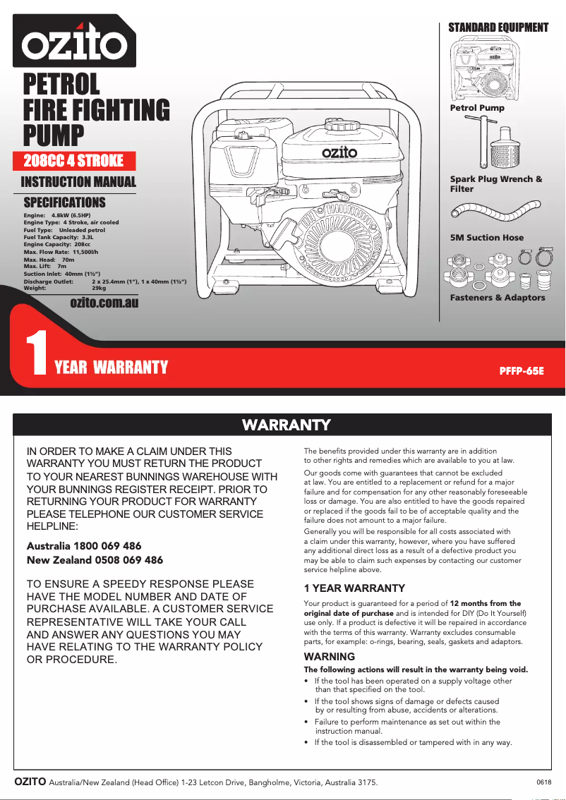 Página nº 1 - Manual de usuario Ozito PFFP-65E
