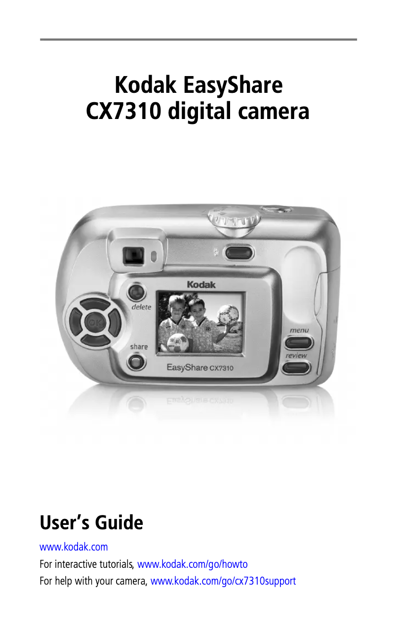 Imagen de la primera página del manual del dispositivo EasyShare CX7310