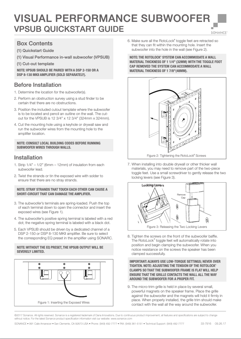 Imagen de la primera página del manual del dispositivo Visual Performance VPSUB