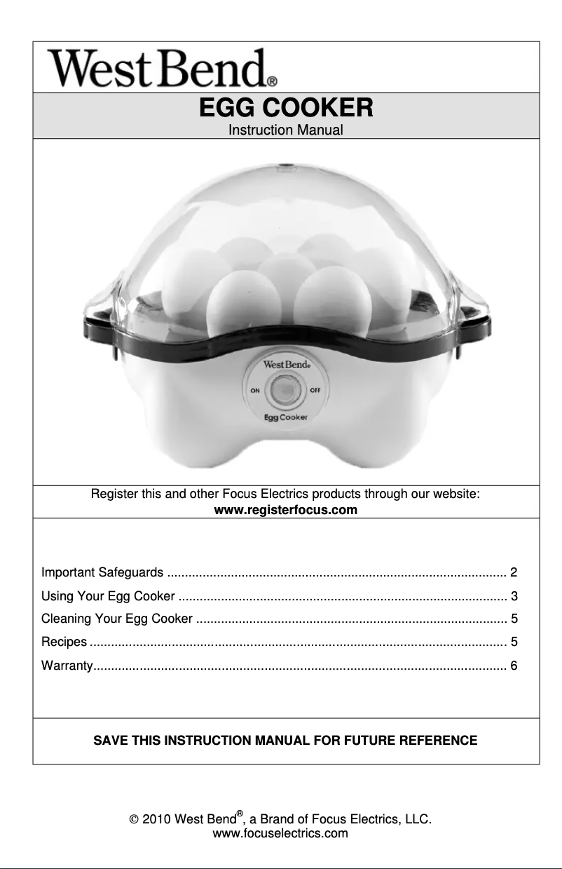 Página 1 del manual Manual de usuario WestBend 86628