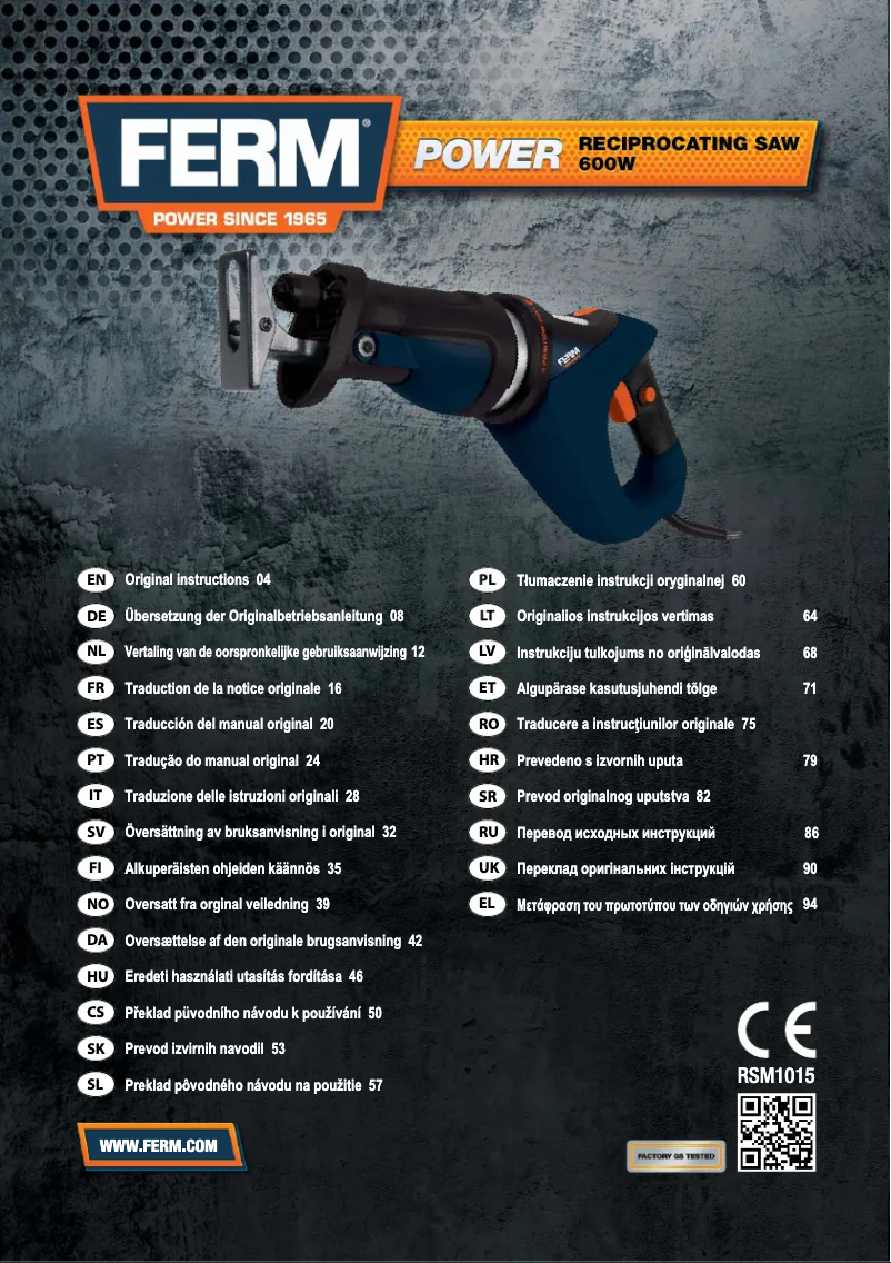 Página 1 del manual Manual de usuario Ferm RSM1015