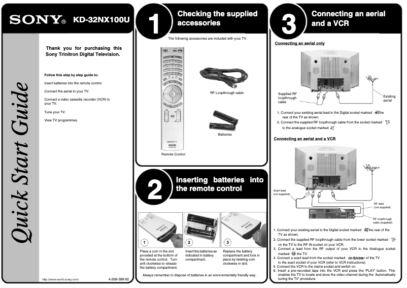 Imagen de la primera página del manual del dispositivo KD-32NX100U