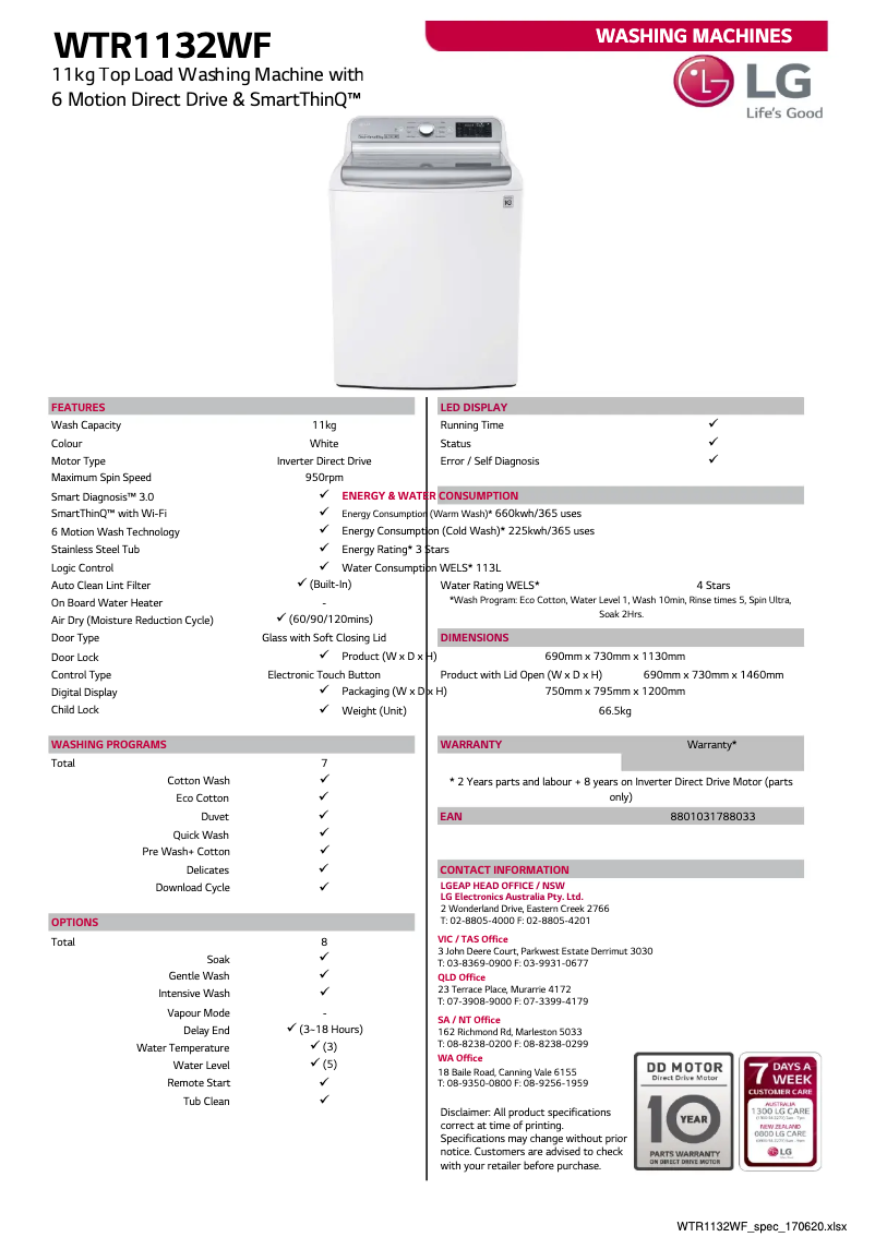 Página 1 del manual Manual de usuario LG WTR1132WF