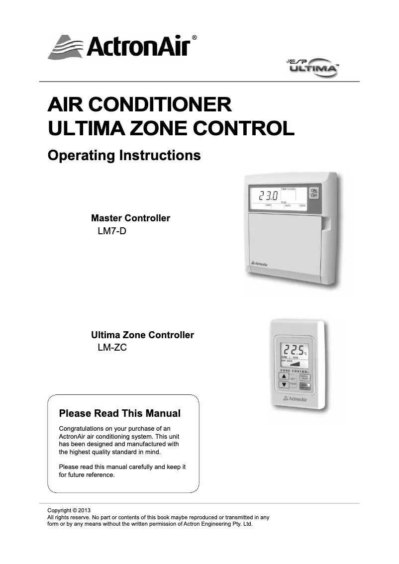Página 1 del manual Manual de usuario ActronAir ESP Plus SRV201E