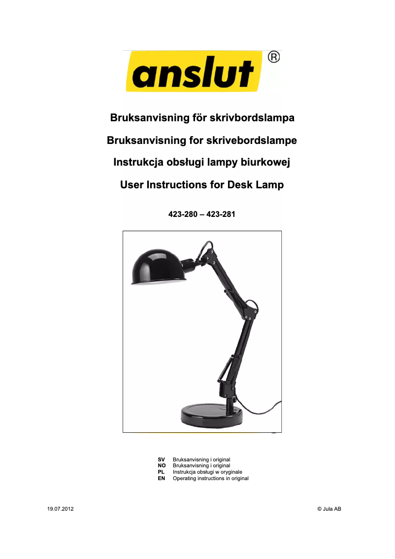 Imagen de la primera página del manual del dispositivo 423-281