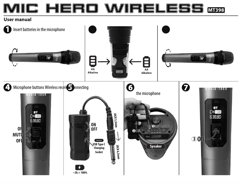 Imagen de la primera página del manual del dispositivo MIC HERO WIRELESS MT398