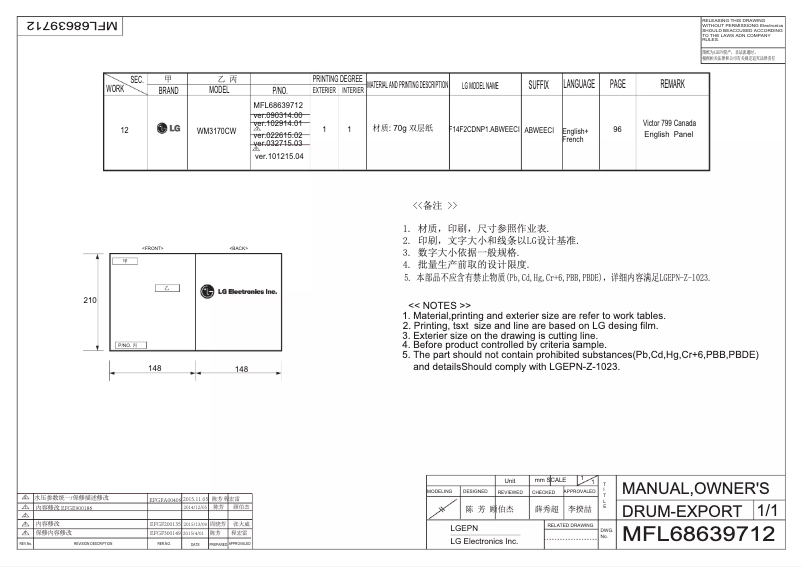 Imagen de la primera página del manual del dispositivo WM3170CW