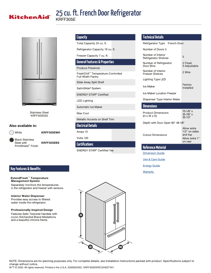 Imagen de la primera página del manual del dispositivo KRFF305EBS