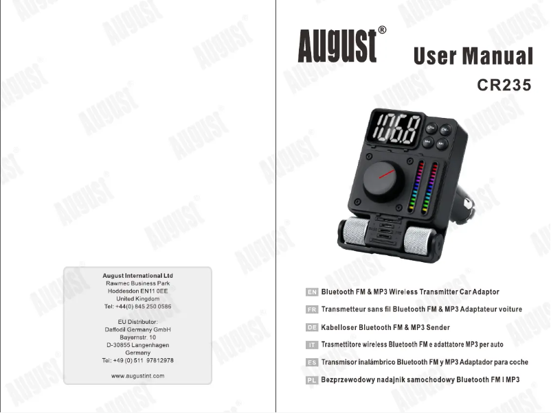 Página 1 del manual Manual de usuario August CR235