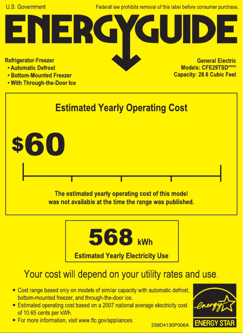 Página 1 del manual Etiqueta energética GE CFE29TSDSS