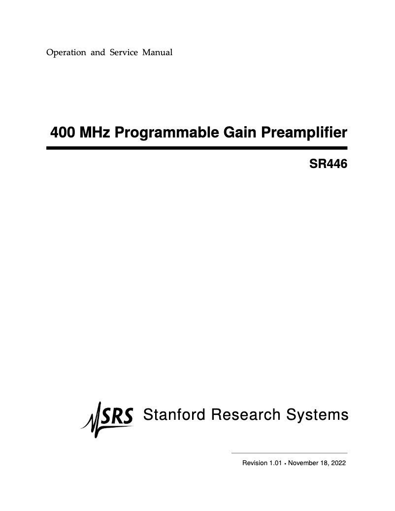 Imagen de la primera página del manual del dispositivo SR446