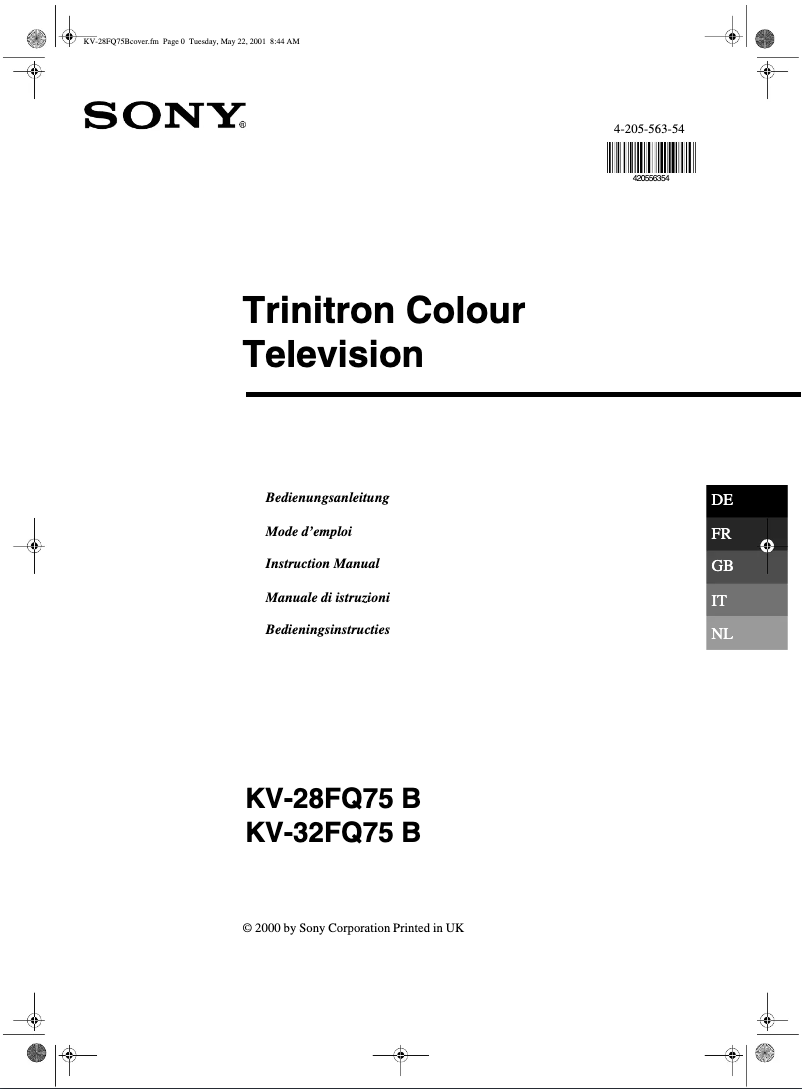 Imagen de la primera página del manual del dispositivo KV-32FQ75B
