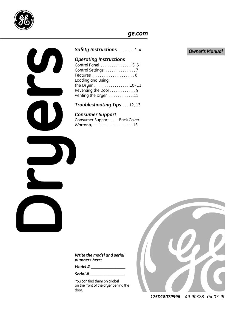 Imagen de la primera página del manual del dispositivo DRSR483EGWW