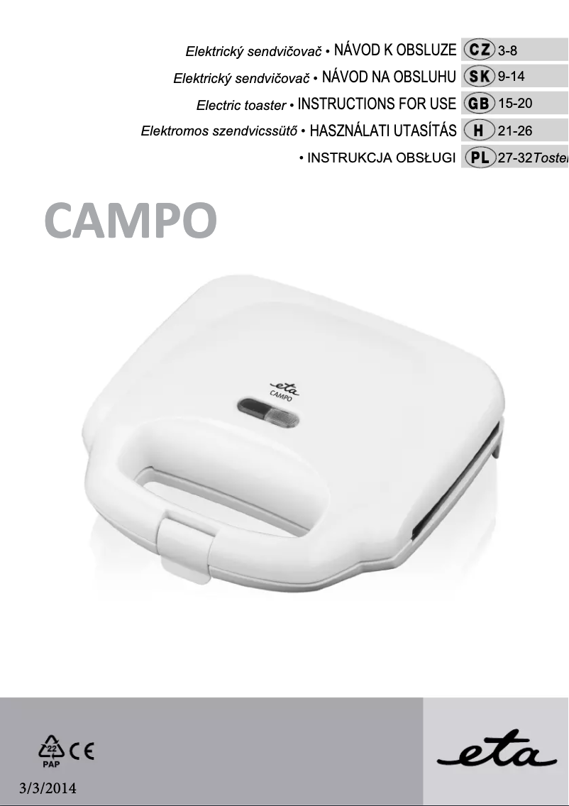 Página 1 del manual Manual de usuario Eta Campo