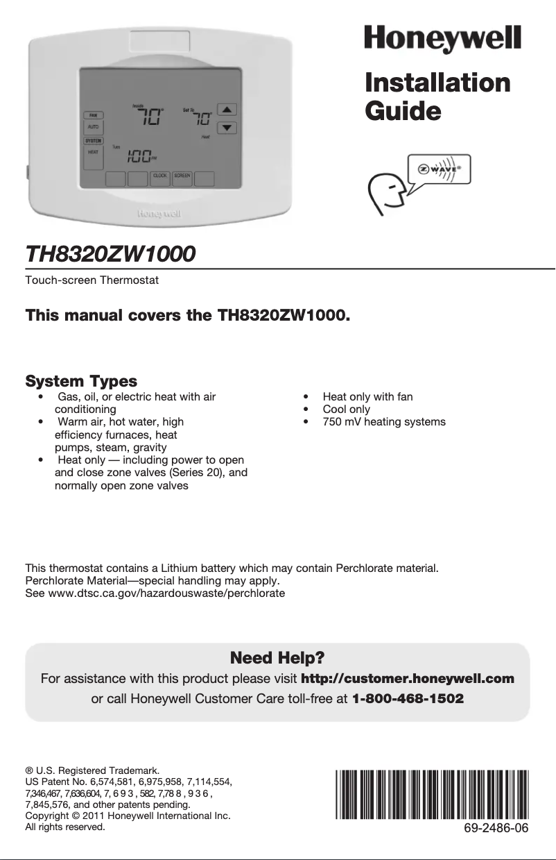 Página 1 del manual Manual de usuario Honeywell TH8320ZW