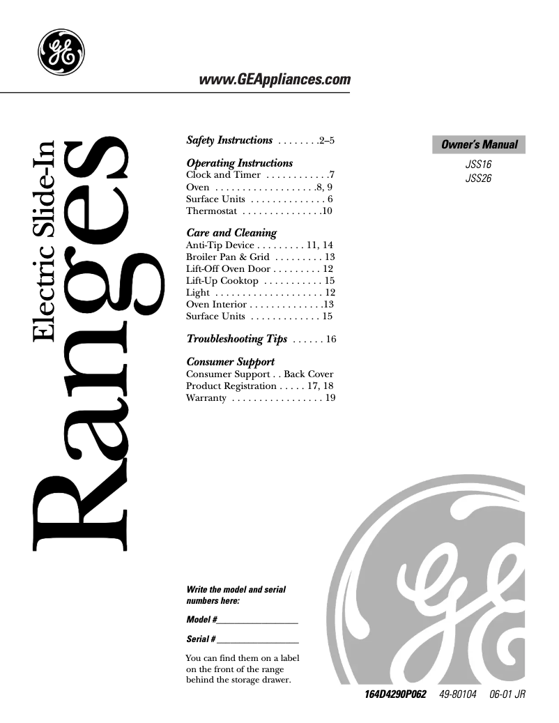 Imagen de la primera página del manual del dispositivo JSS16PDCT
