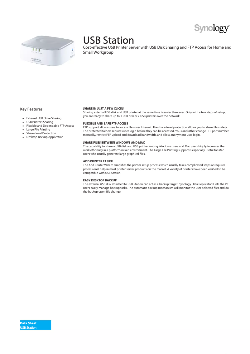 Imagen de la primera página del manual del dispositivo USB Station