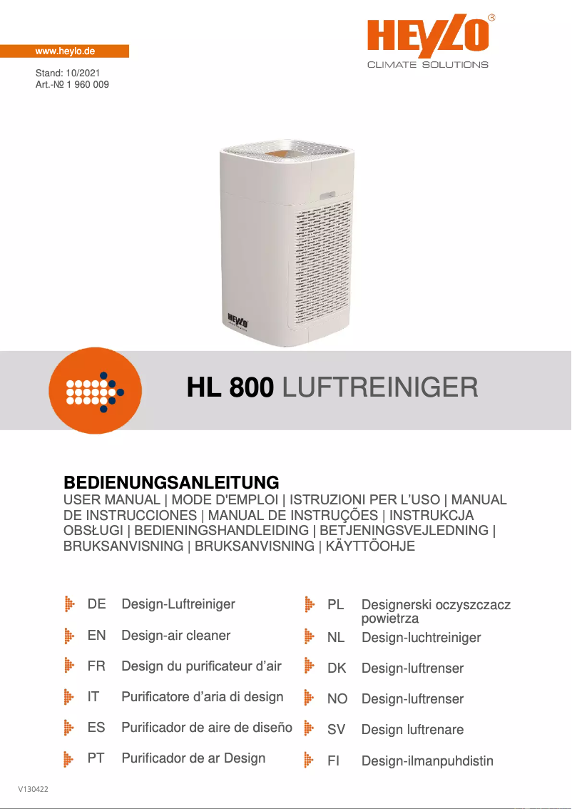 Imagen de la primera página del manual del dispositivo HL 800 PLUS