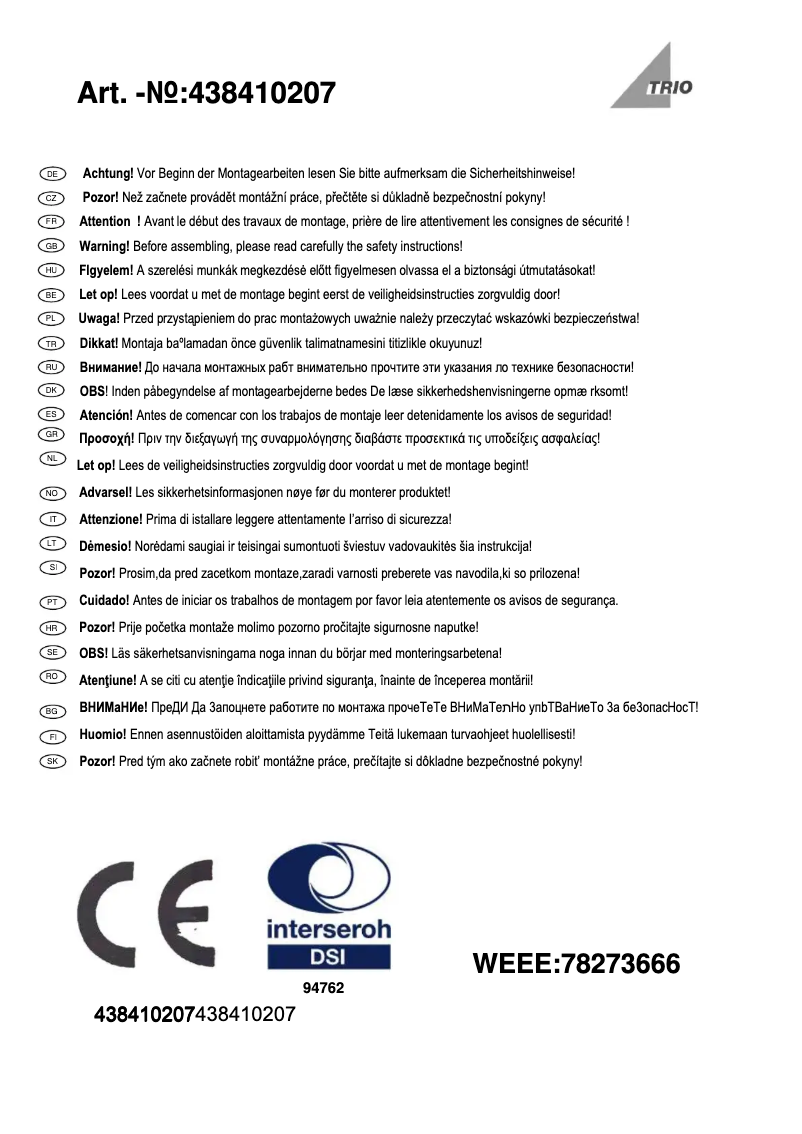 Imagen de la primera página del manual del dispositivo Lopez 438410207