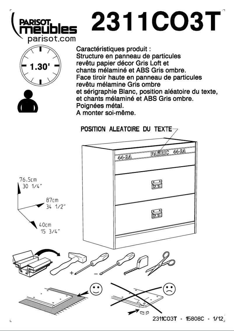 Imagen de la primera página del manual del dispositivo Fabric 2311CO3T