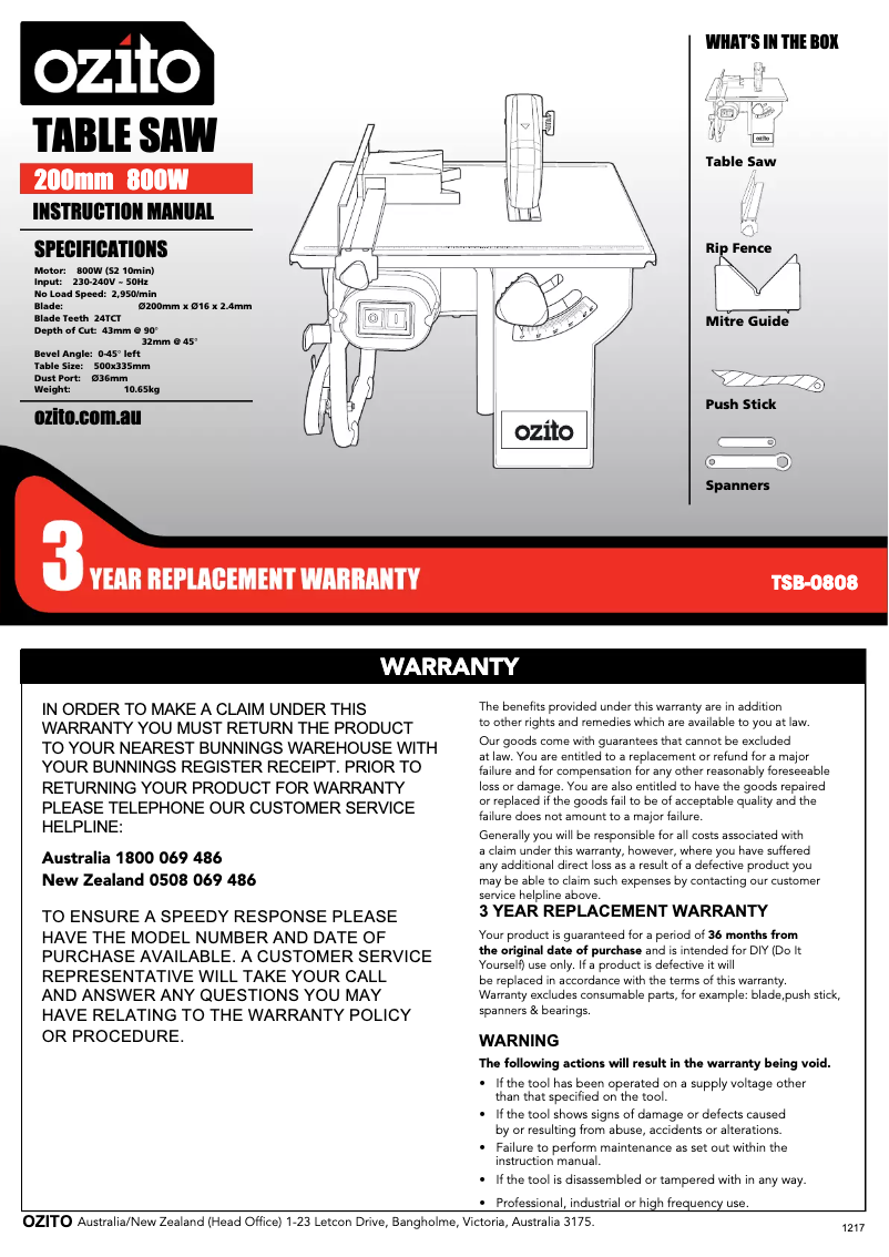 Imagen de la primera página del manual del dispositivo TSB-0808