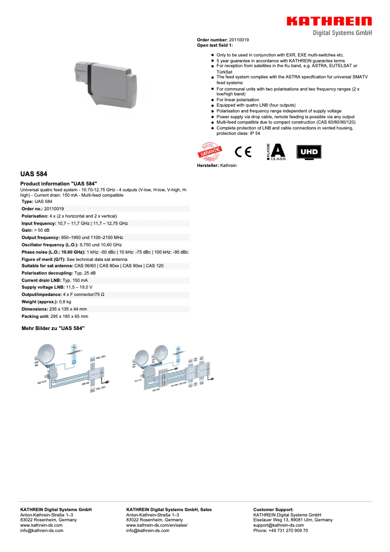 Página 1 del manual Manual de usuario Kathrein UAS 584