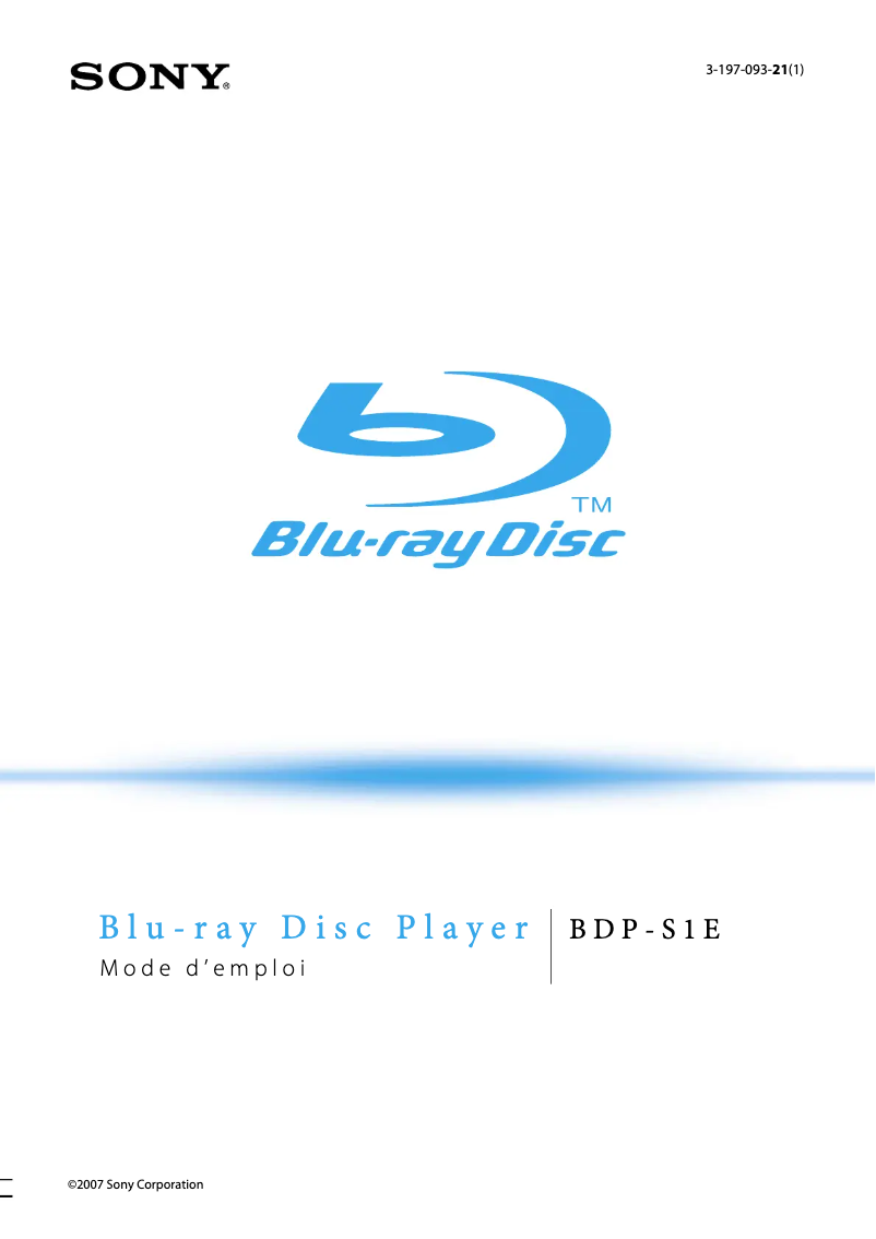 Imagen de la primera página del manual del dispositivo BDP-S1E