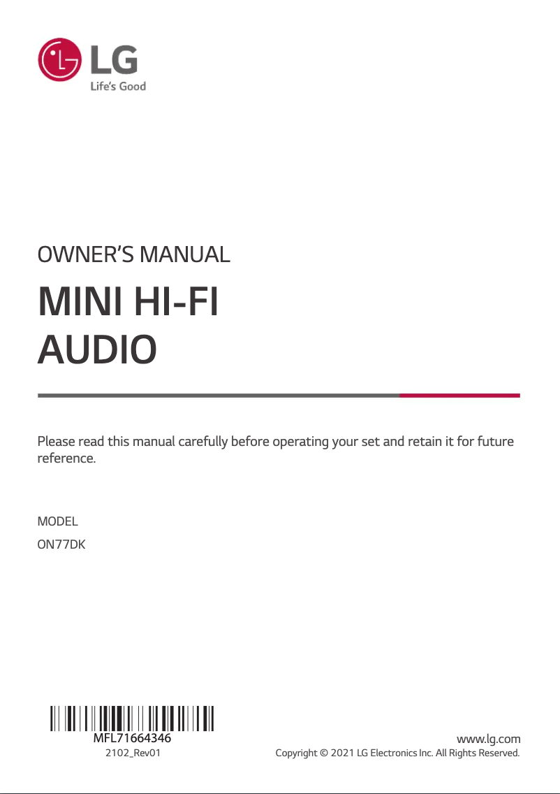 Imagen de la primera página del manual del dispositivo ON77DK