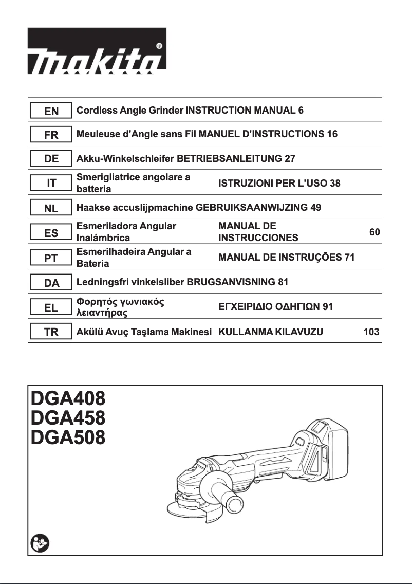 Página 1 del manual Manual de usuario Makita DGA508Y1J