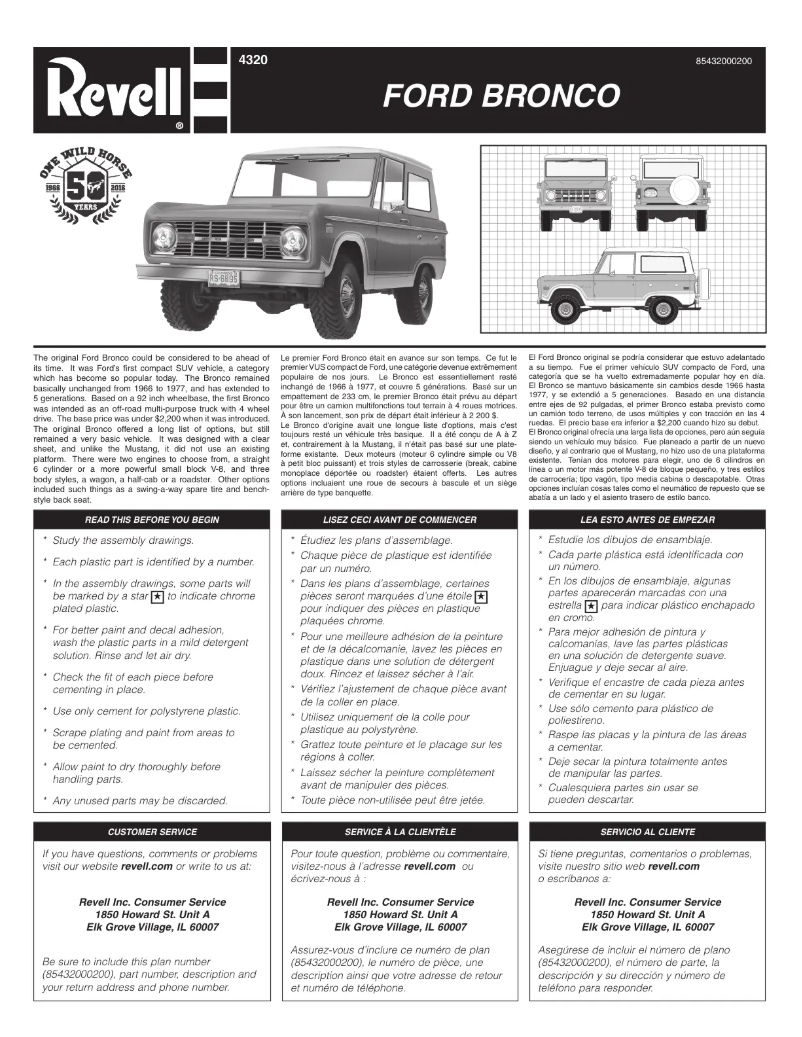 Página 1 del manual Manual de usuario Revell Ford Bronco