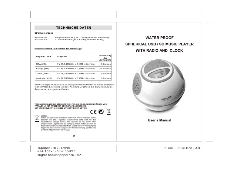 Imagen de la primera página del manual del dispositivo WPR-060